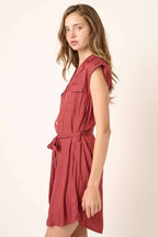 NOTCHED COLLAR SHIRT DRESS