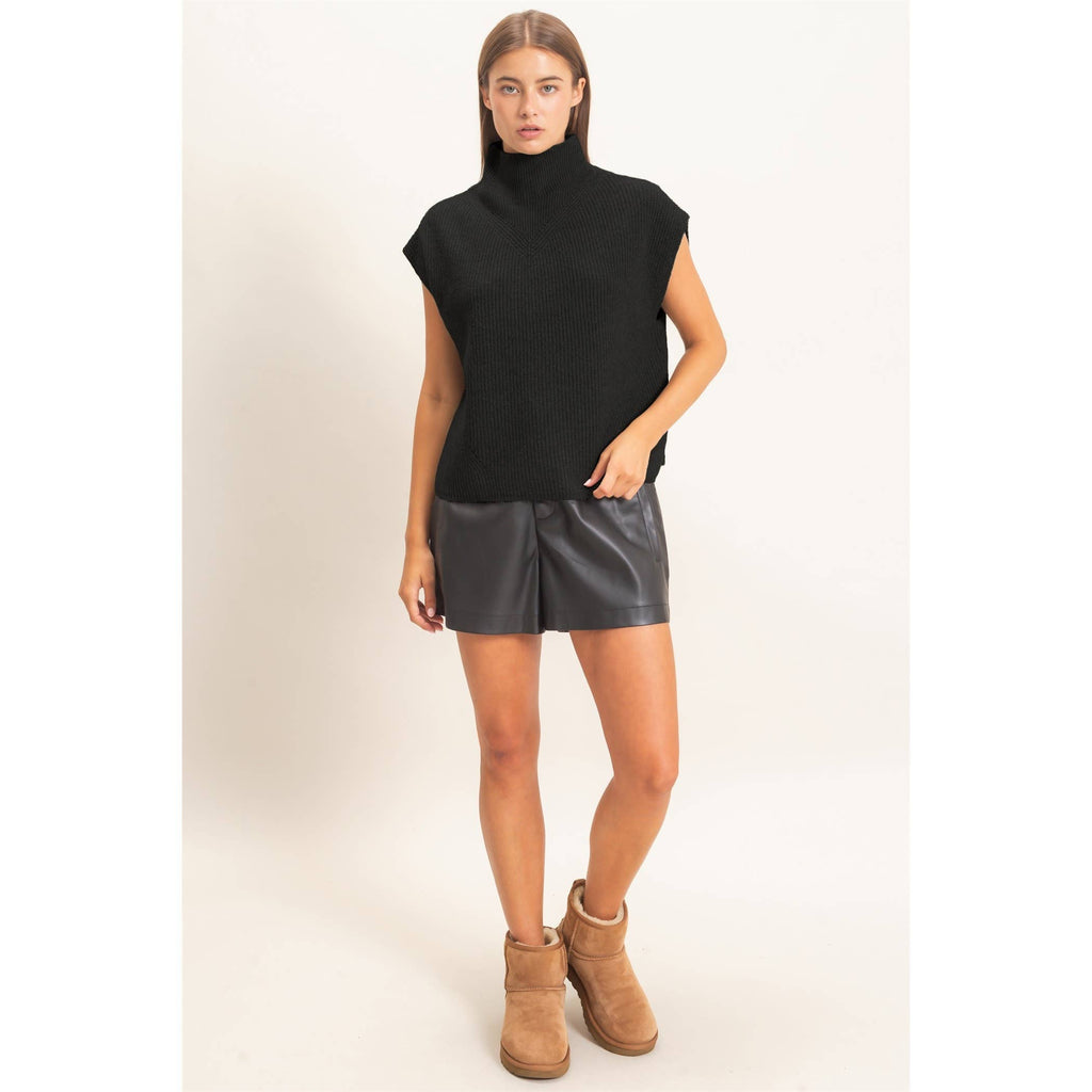 Sleeveless High Neck Sweater