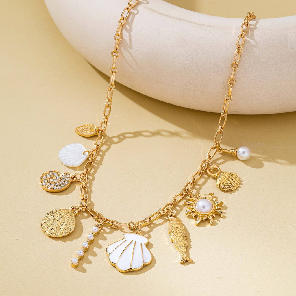 Charm Necklace-Ocean Seashell Fish Pearl | 80N92949