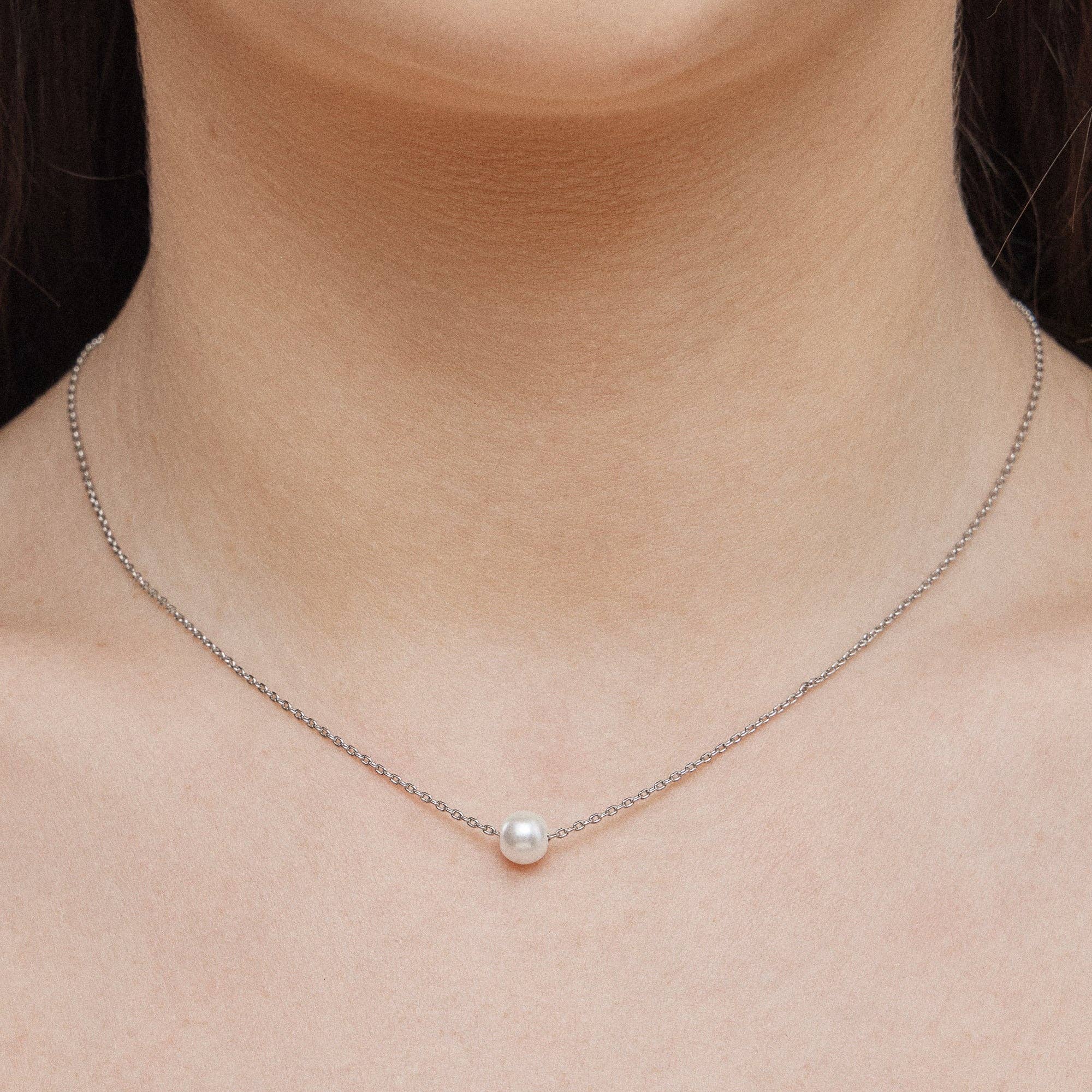 Classic Small Pearl Pendant Necklace | Timeless 18K Small Pearl Pendant Necklace