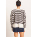 Mixed Pattern Long Sleeve Sweater