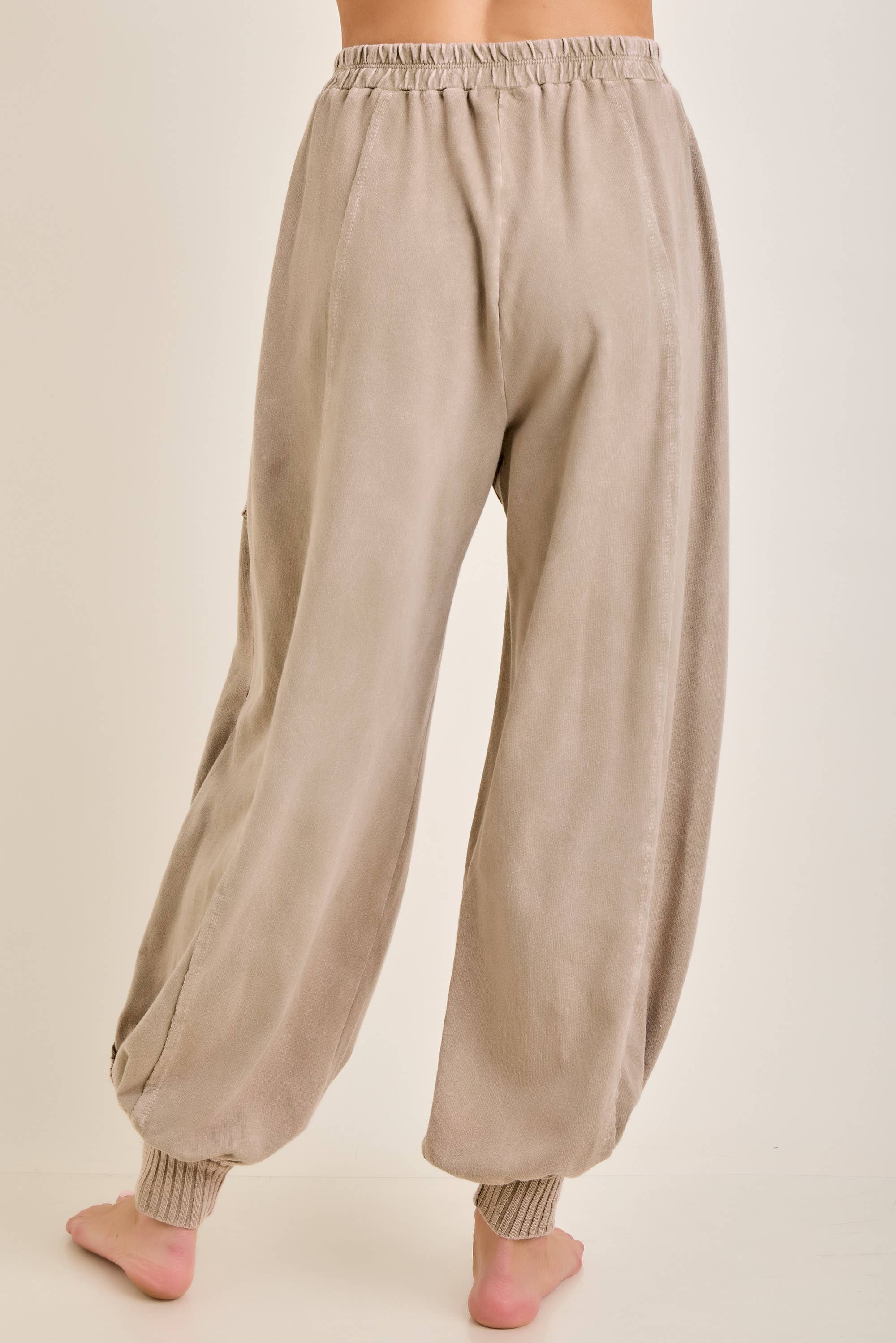 Zen Mineral Washed Ribbed  Baggy Lounge Balloon Pants HP7610
