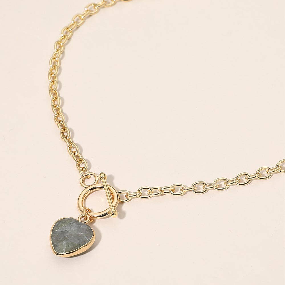 Heart Charm Pendant Toggle Necklace