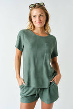 Softcore Ribbed Lounge Pocket Tee