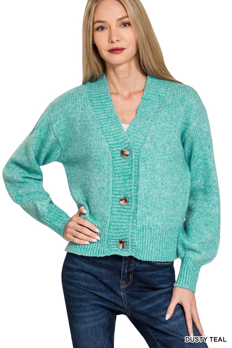 Melange Button Front Sweater Cardigan