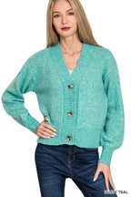 Melange Button Front Sweater Cardigan
