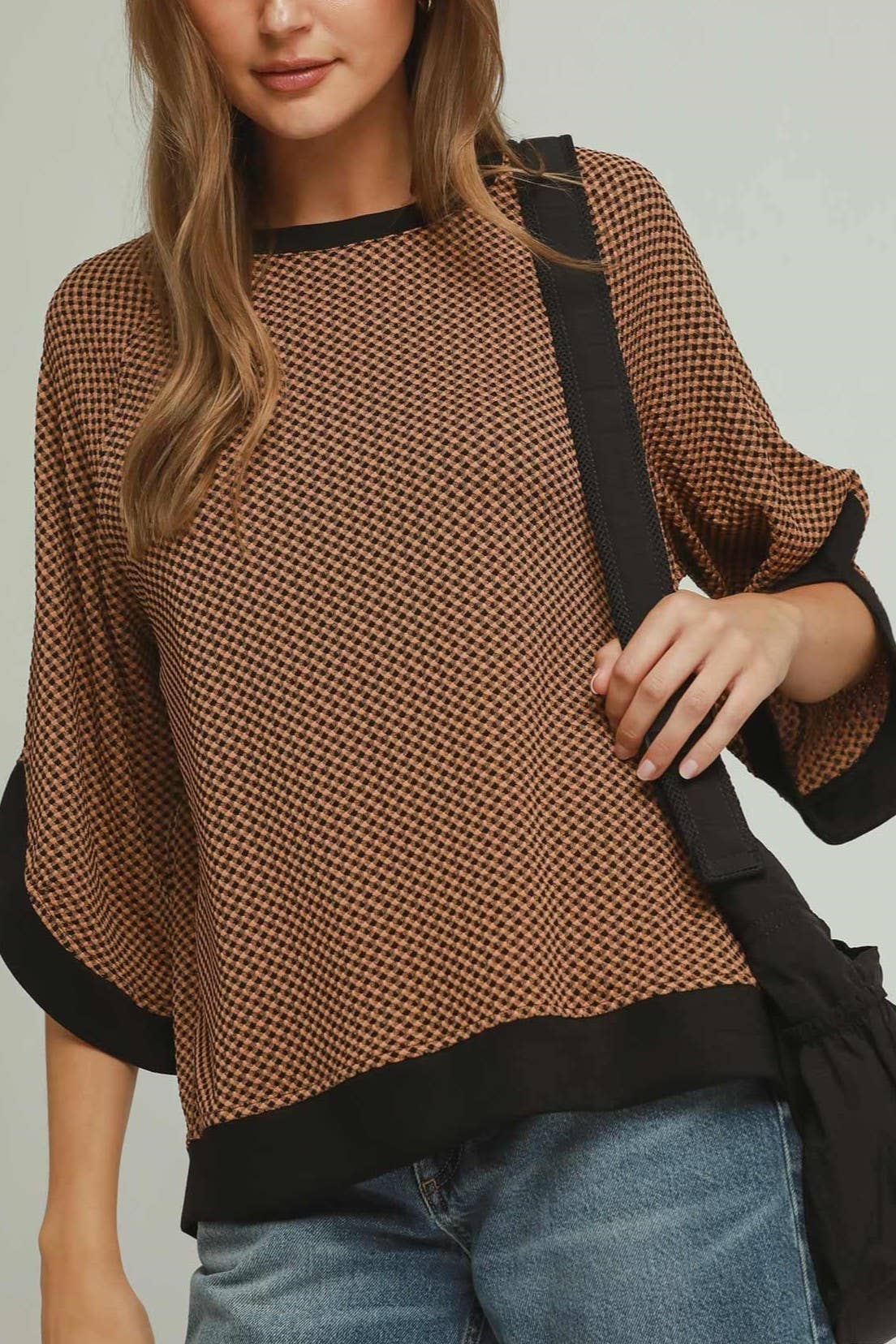 Textured Knit Raglan Sleeve Top