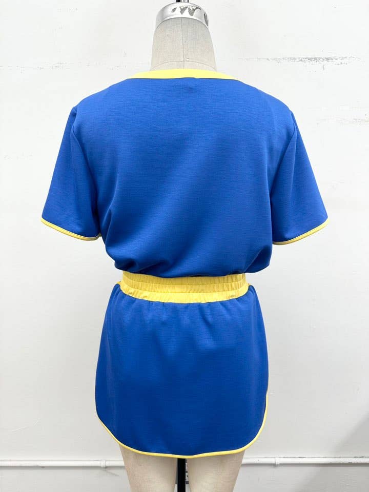 Contrast Trim Knit Game Day Skort Set