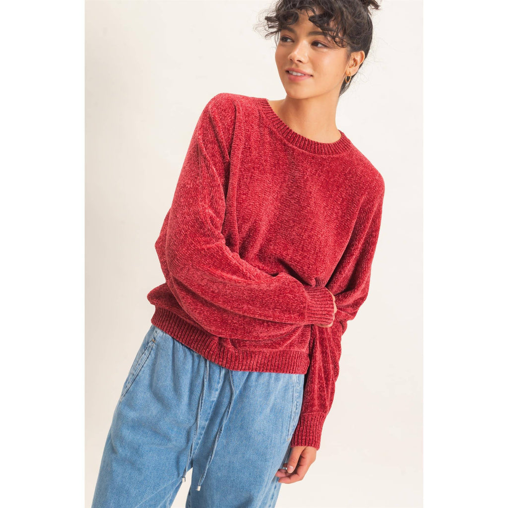 Chenille Crew Neck Sweater