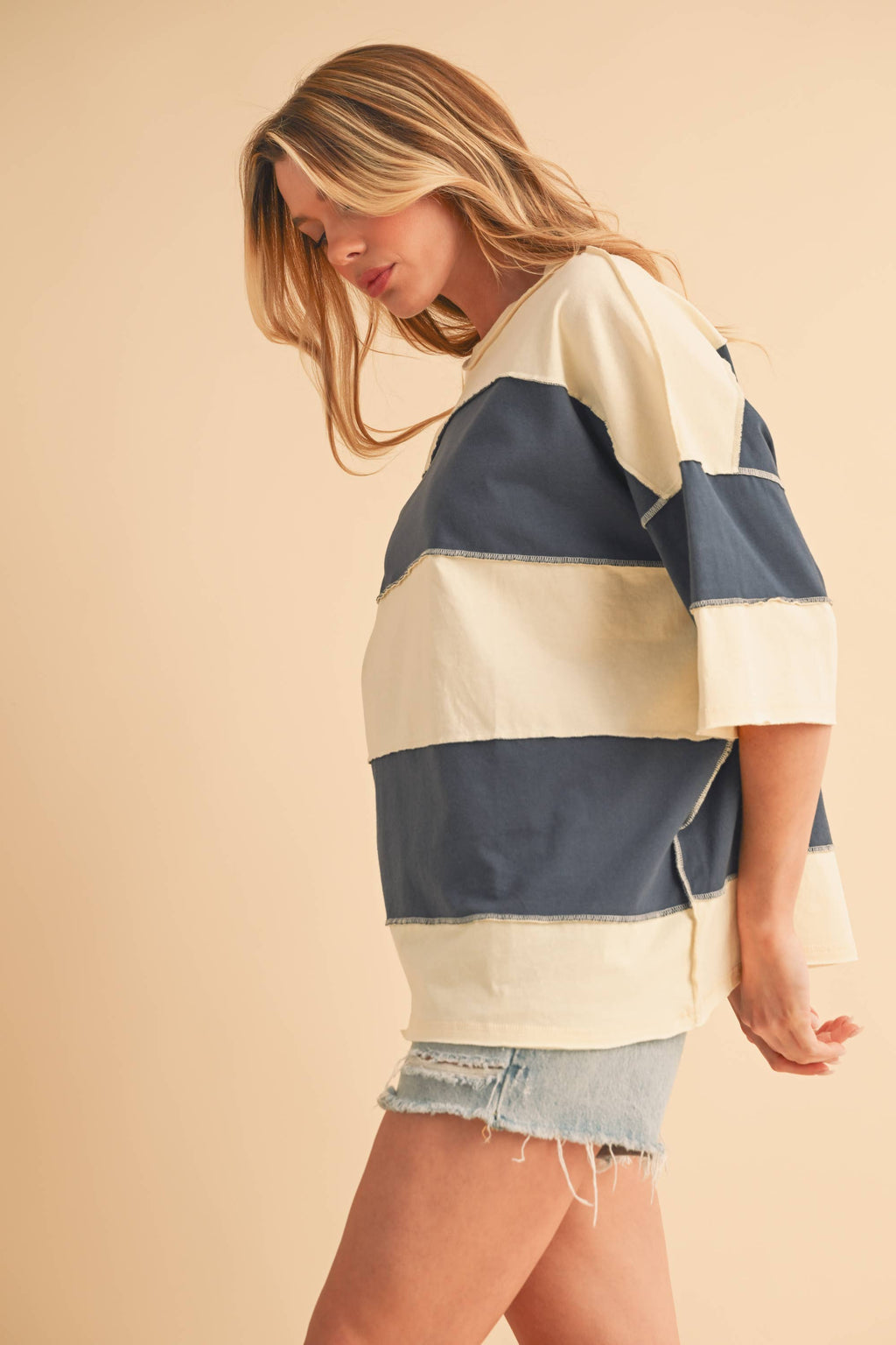 8417FN Polly Color Block Top
