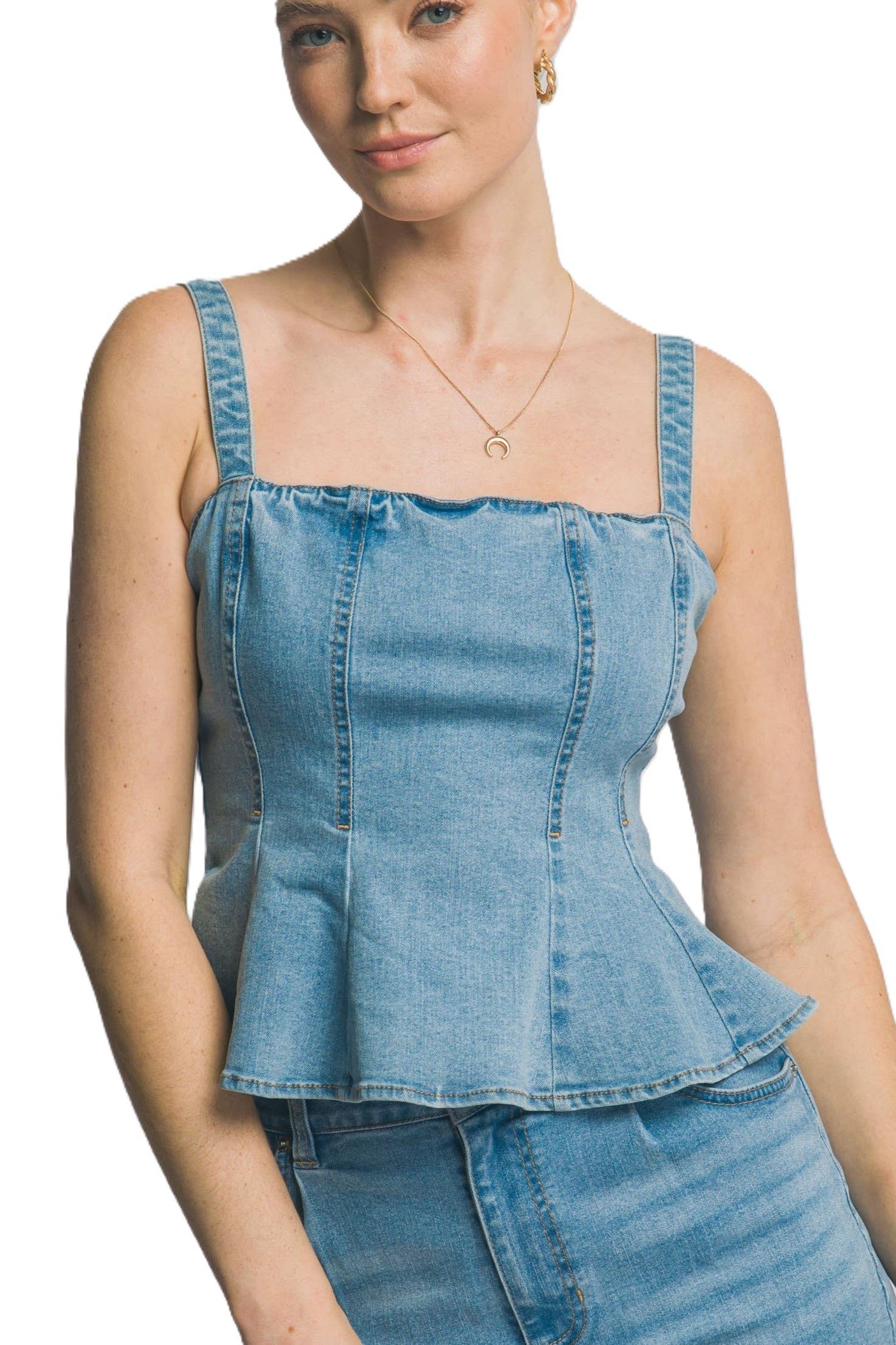 Denim Peplum Top
