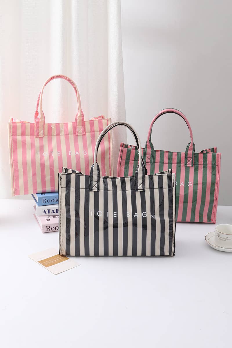 Striped Rectangular Shopper Tote Bag