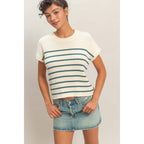Sleeveless Ribbed Striped Knit Top