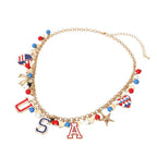 American USA Flag Star Necklace