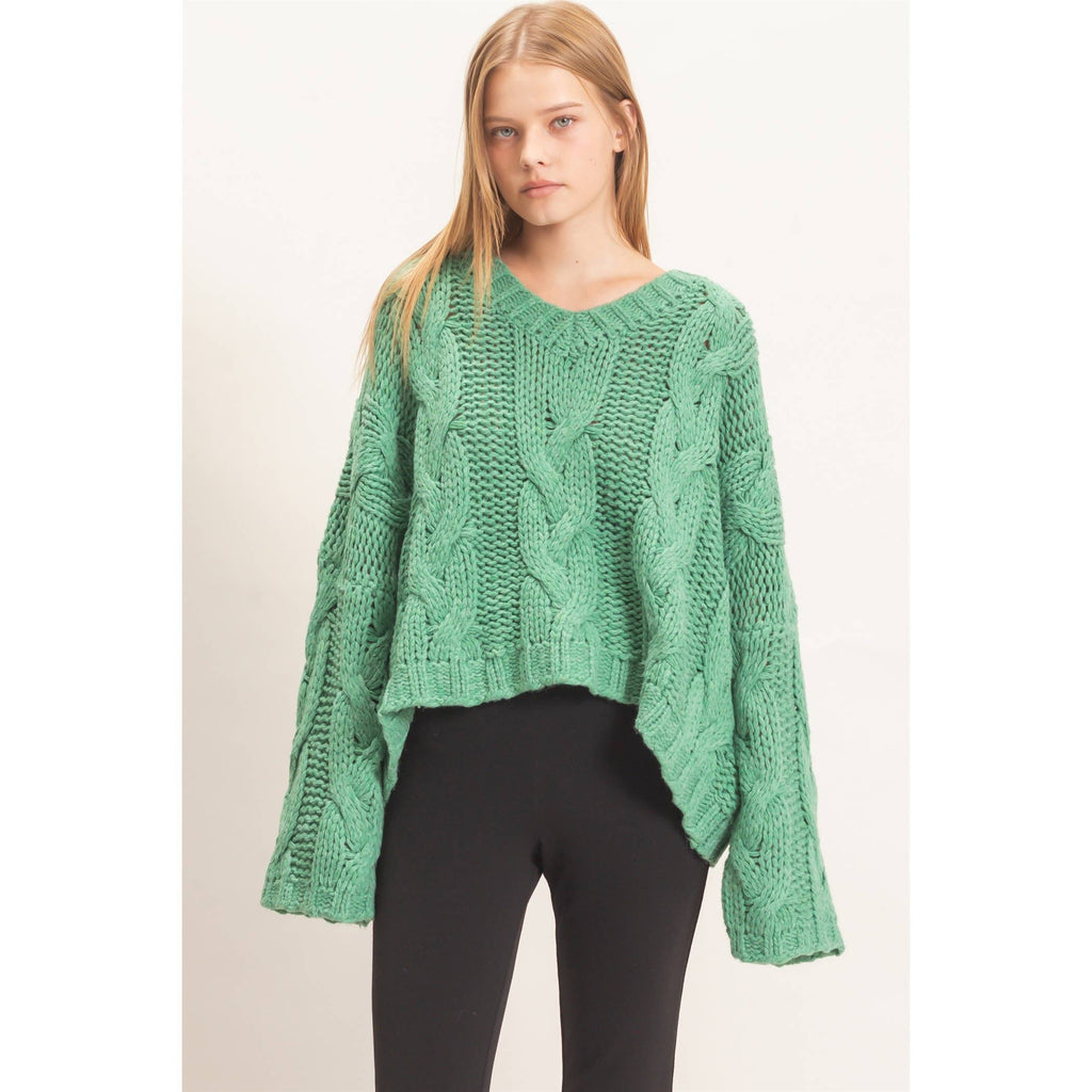 Cable Knit V-Neck Sweater