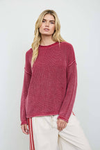 WASHED RAW EDGE DROP SHOULDER SWEATER