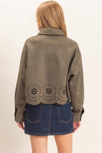 Suede Jacket With Laser Cut Hem