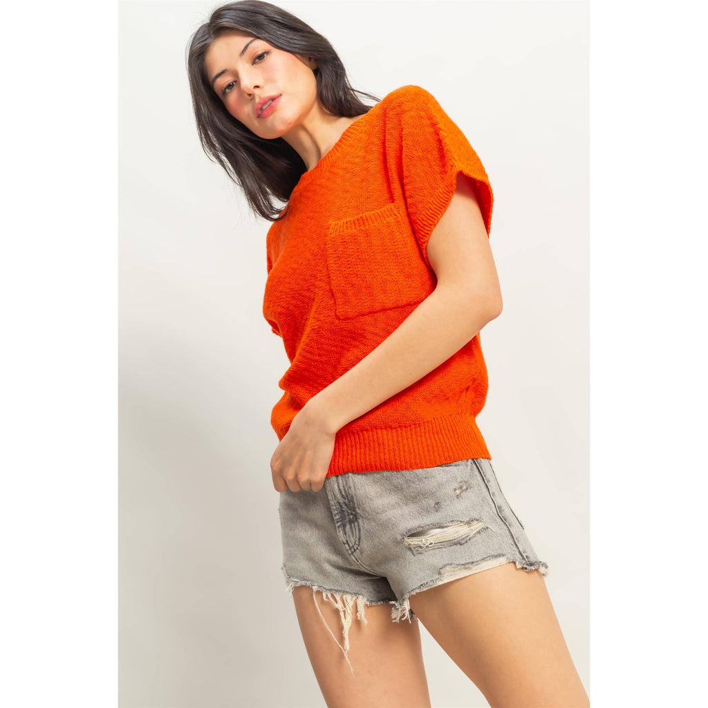 Front Pocket Lightweight Sweater Top