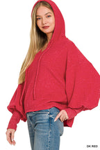 Soft Brushed Hacci Cropped Balloon Sleeve Hoodie Zenana