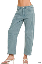 High Rise Barrel-leg Color Denim Pants