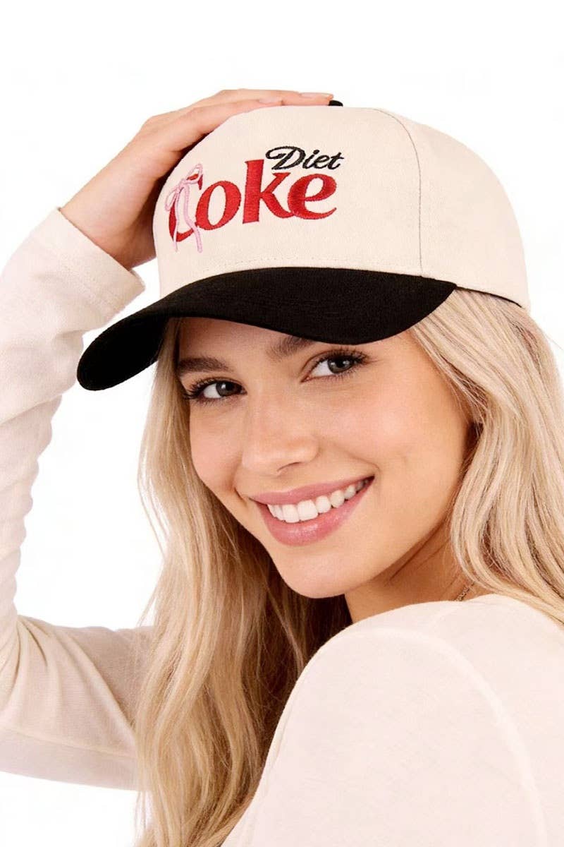 .0304 Coquette Bow Diet Coke Two Tone Cotton Hat SI-29570