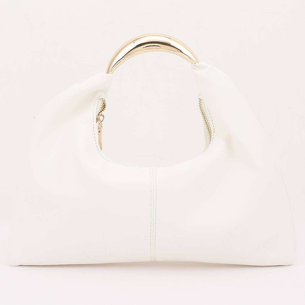 Metallic Top Handle Hobo Bag