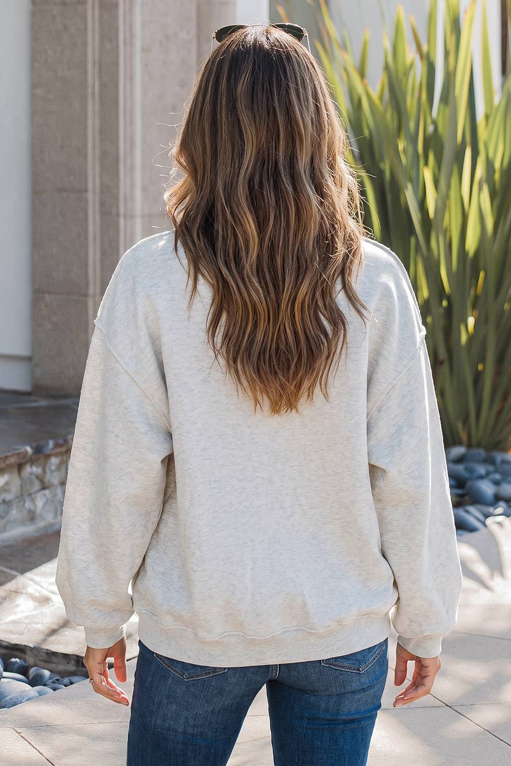 Christian Faith Print Mock Neck Sweatshirt