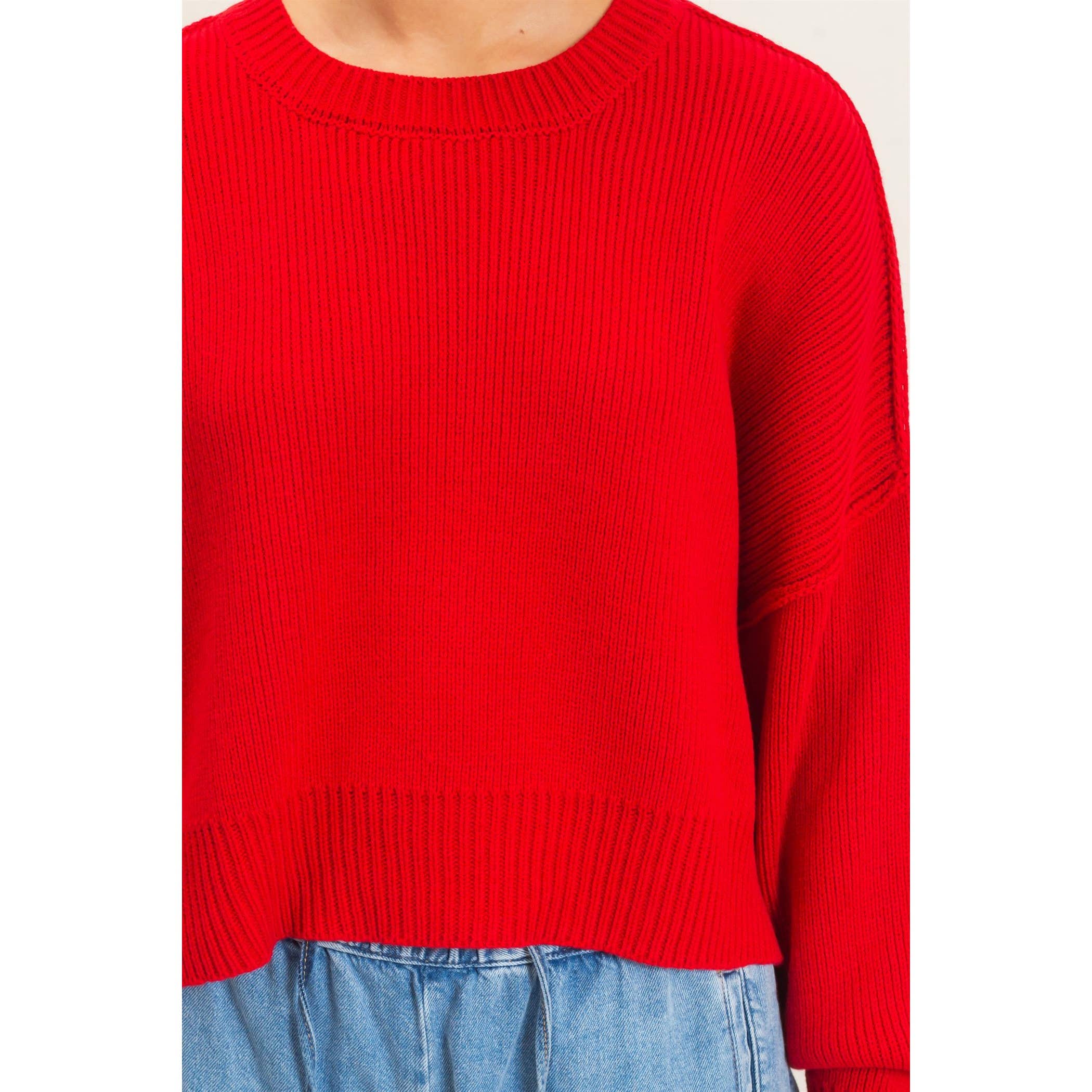 Ribbed Drop Shoulder Sweater
