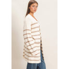 Open Front Stripe Cardigan
