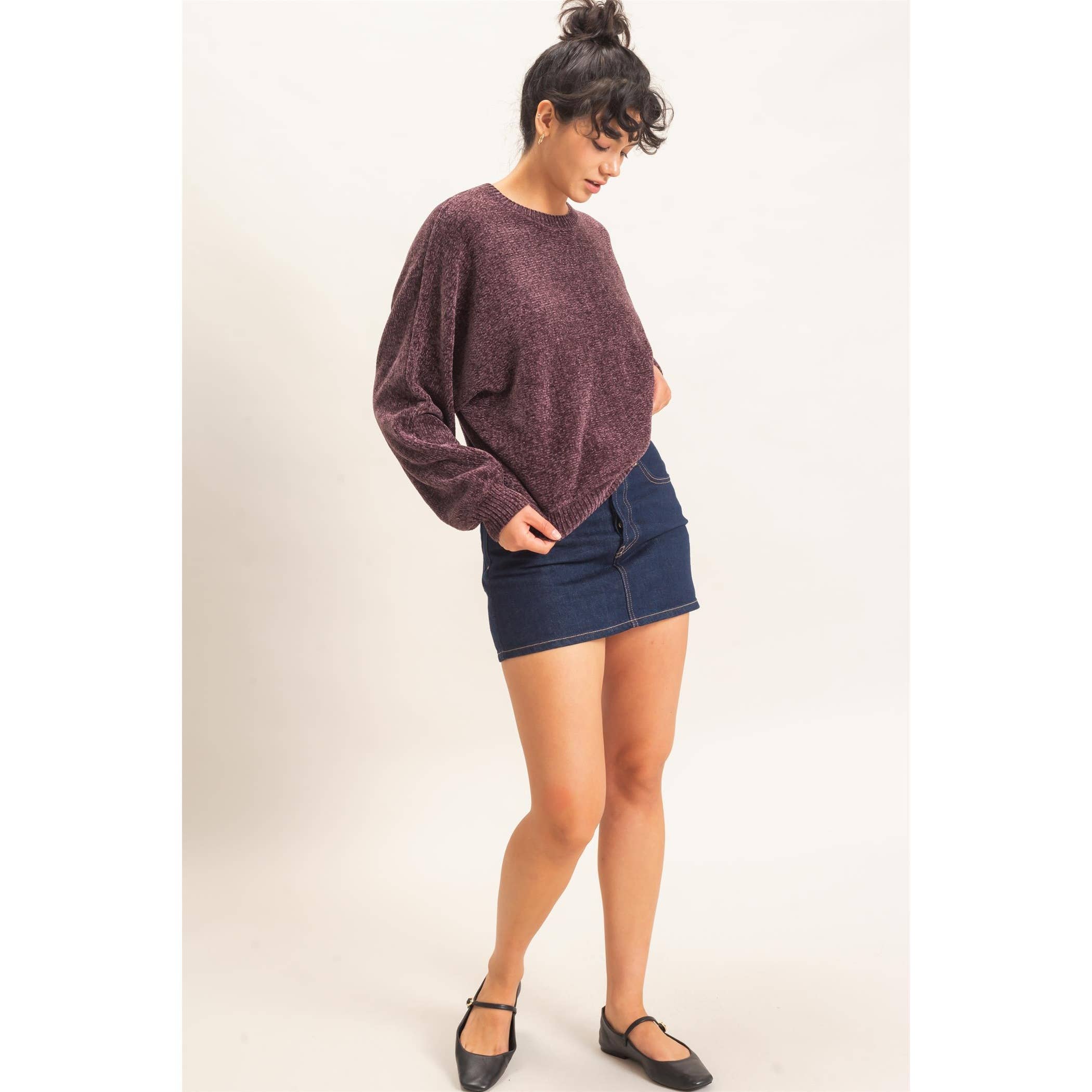 Chenille Crew Neck Sweater