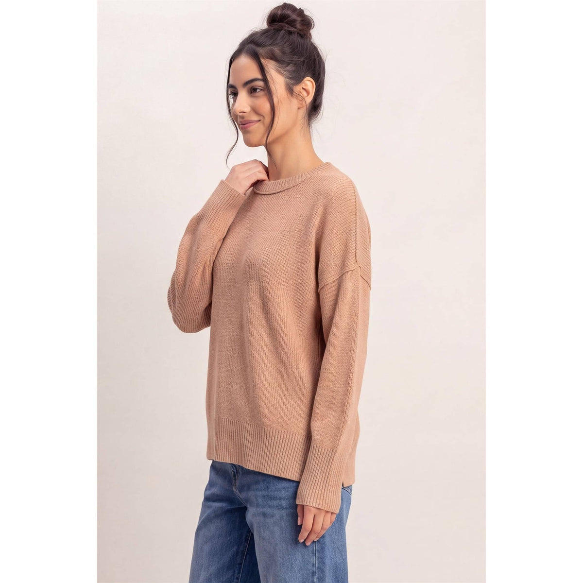 Ribbed Crew Neck Sweater