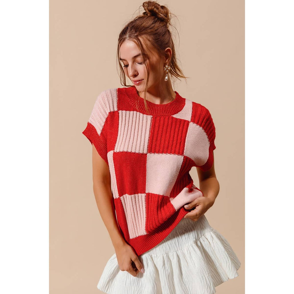 CHECK PLAID CASUAL SWEATER TOP