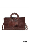 Crocodile Pattern Circular Handle Tote Bag