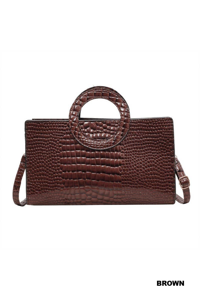 Crocodile Pattern Circular Handle Tote Bag