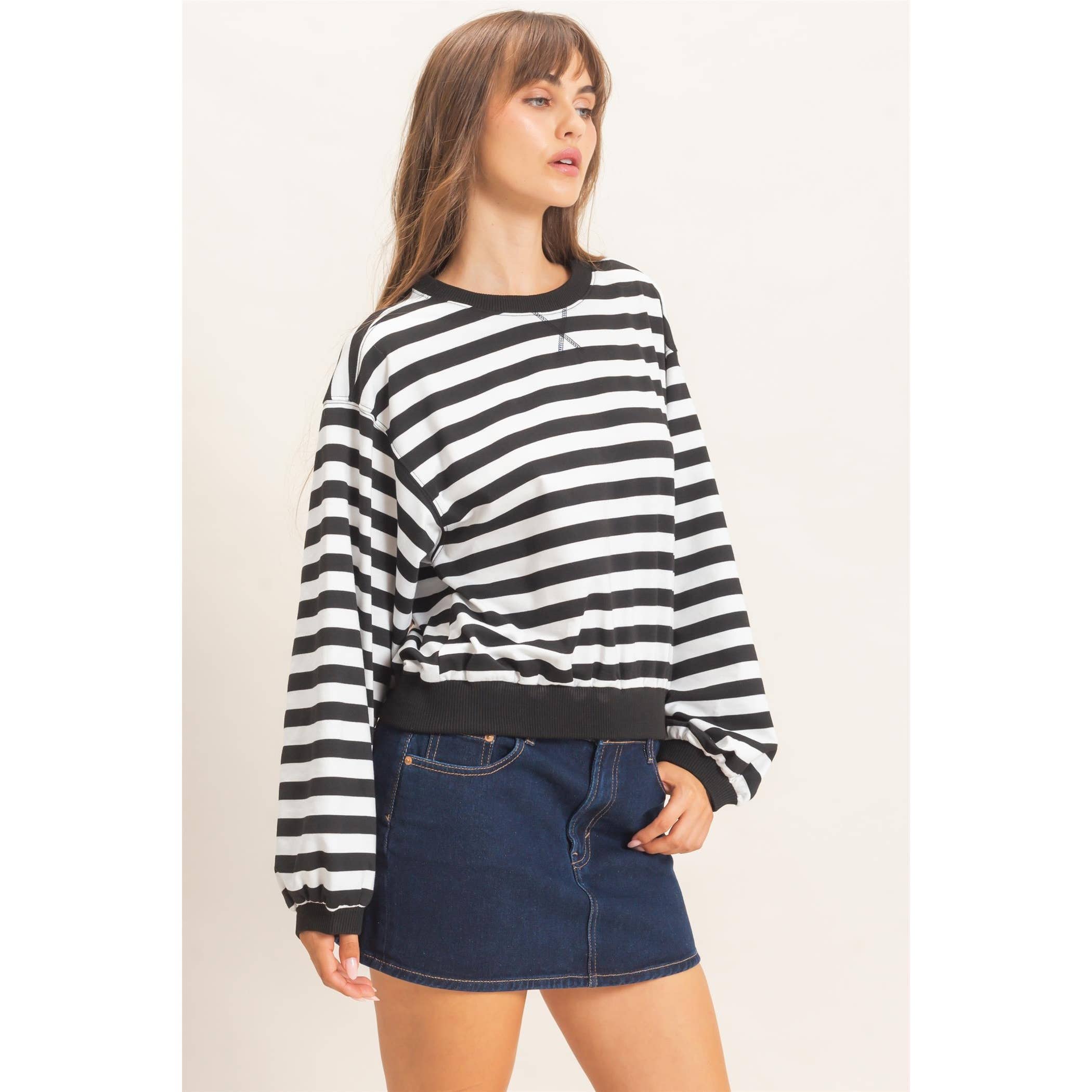 Striped Crew Neck Sweatshirt