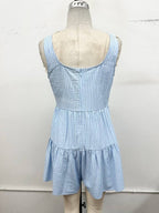 Bluebell Pinstripe Tiered Romper