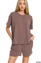 `.SI-26647 Corded Rib Short Sleeve Tee & Short Pants 2PC Set