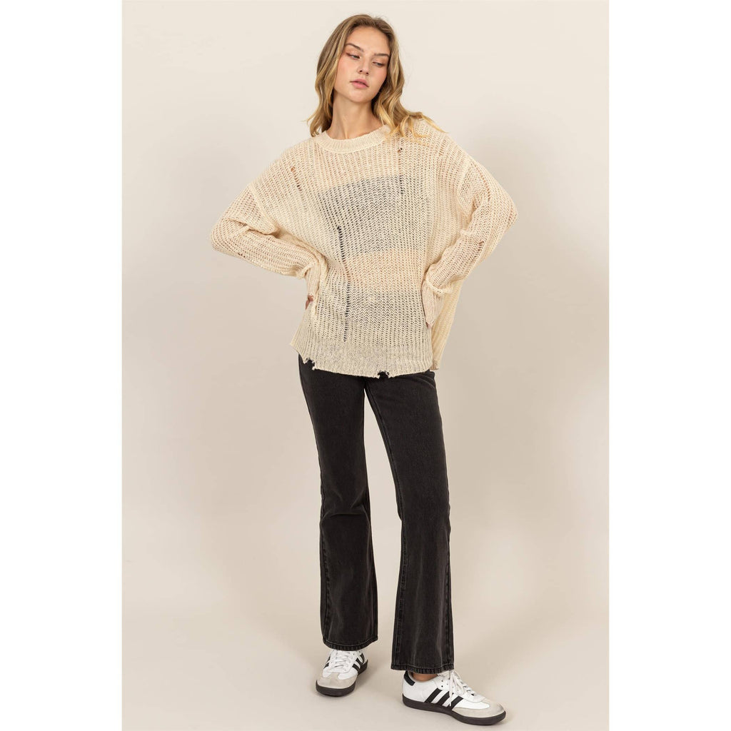 Distressed Knit Sweater