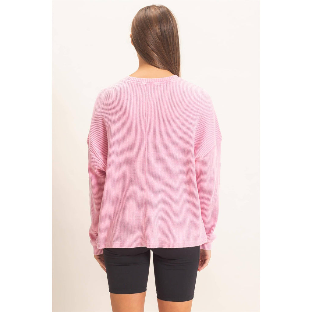 Mineral Wash Waffle Long Sleeve Top