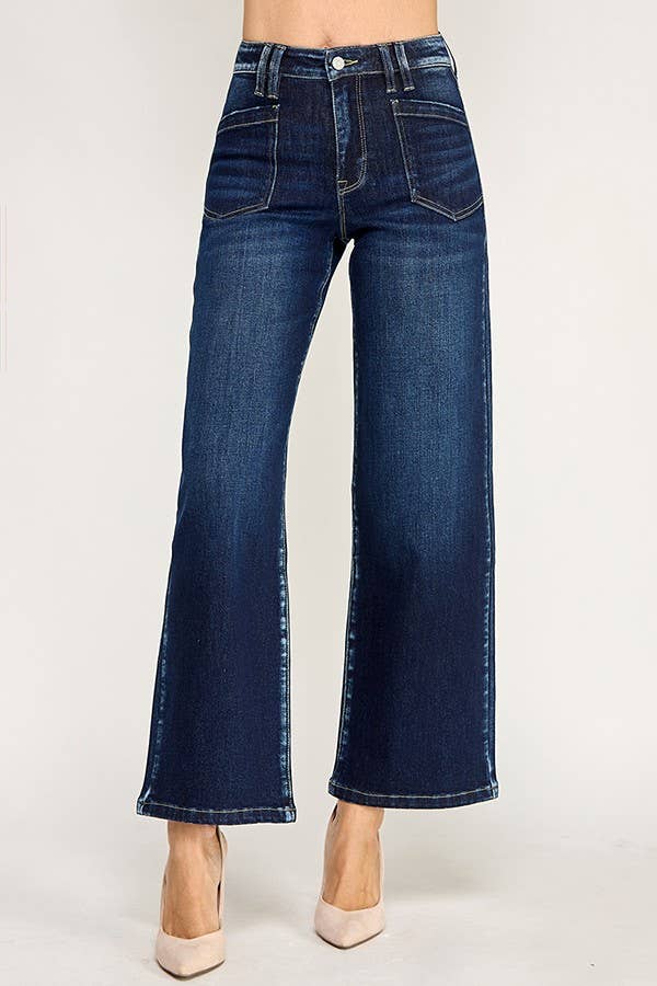 P7117W-DK HIGH RISE PATCH POCKET WIDE LEG