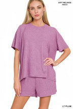 `1021 Soft Melange Short Sleeve Tee & Short Pants Set SI-28941