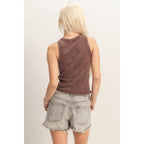 Acid Washed Ribbed Tank Top