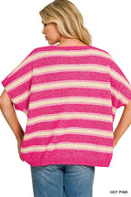 Wool Blend Stripe V-neck Boxy Sweater