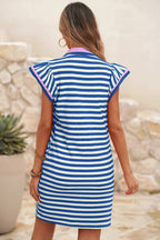 Stripe Collar Short Dress