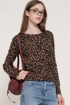 Long Sleeve Leopard Print Sweater Cardigan