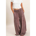 Mineral Wash Star Patch And Print Wide Leg Pants
