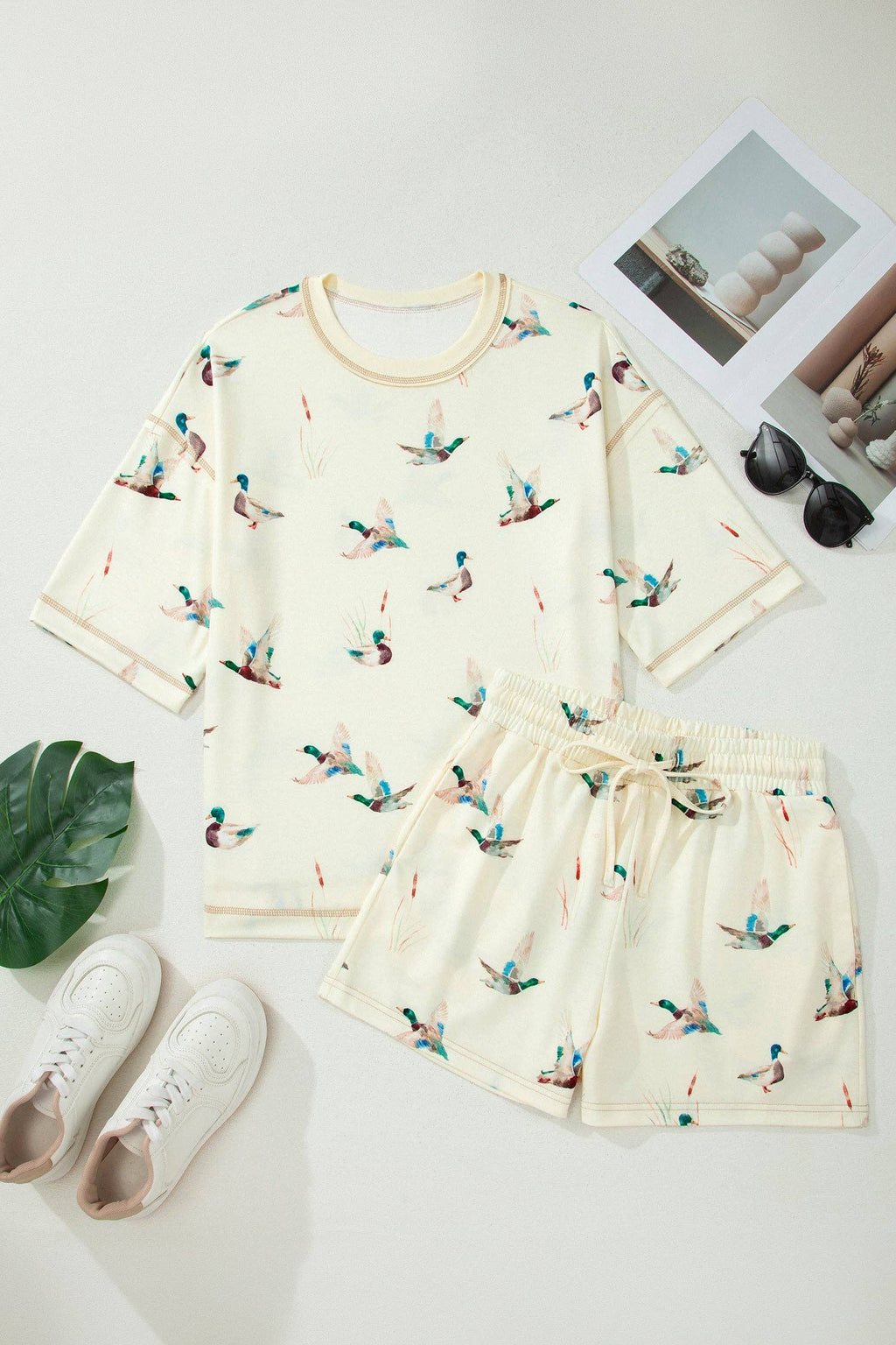 PRETTY BASH Mallard Duck Oversized Tee & Shorts Set