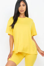 Loose Fit Top Oversize Shirts And Bike Shorts Set