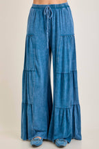 Mineral Washed Tiered Wide Leg Pants HP5033P1