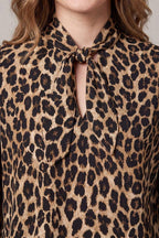 Animal Print Neck Bow Top